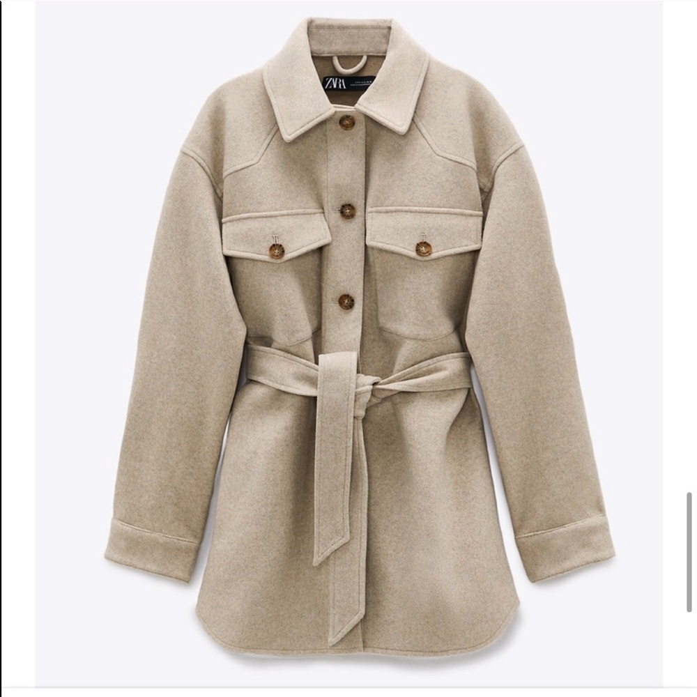 🎉HP🎉NWT Zara Belted Overshirt - Picture 10 of 12
